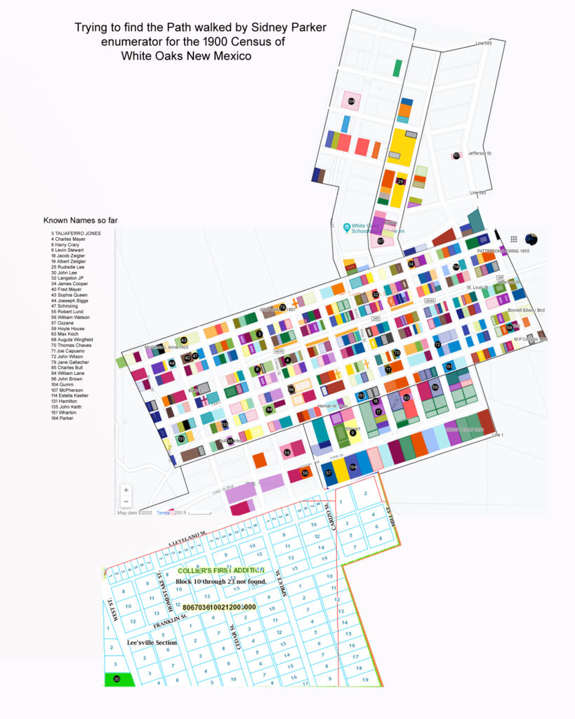 1900 Census by number of visitation White Oaks New Mexico Goldrush
